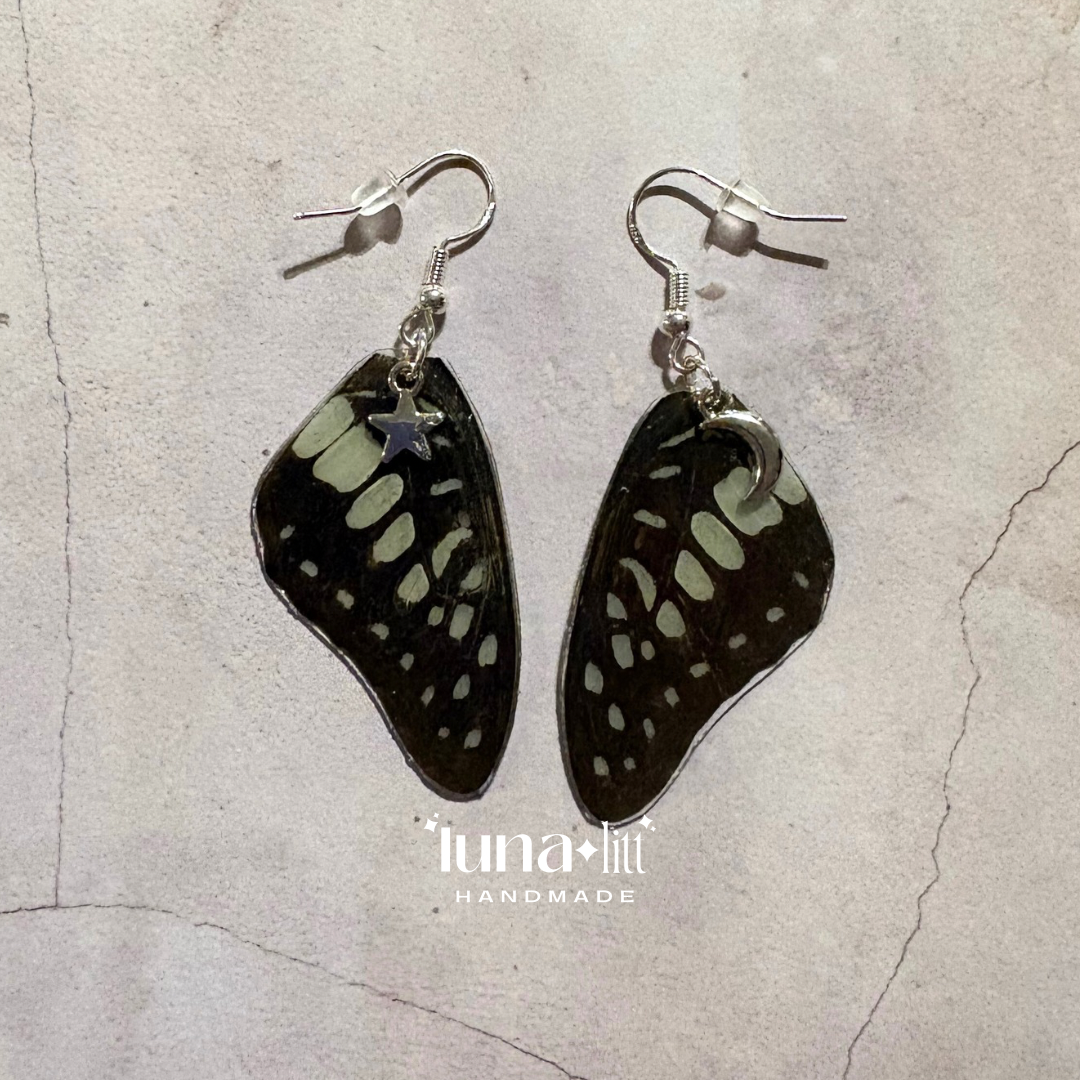 Pale Green Triangle Wing Earrings