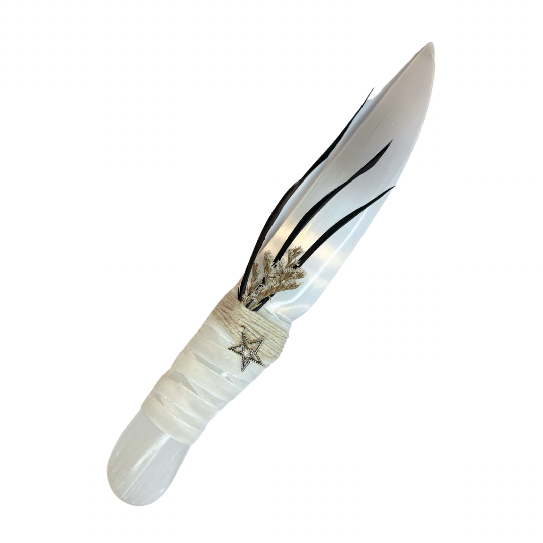 Selenite Crystal Athame - Handcrafted Ritual Blade