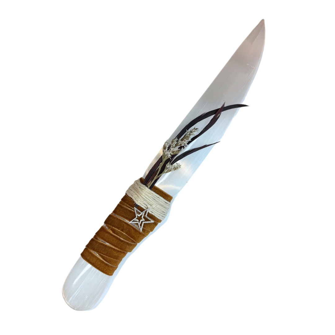 Selenite Crystal Athame - Handcrafted Ritual Blade