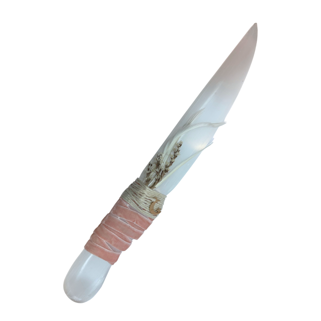 Selenite Crystal Athame - Handcrafted Ritual Blade