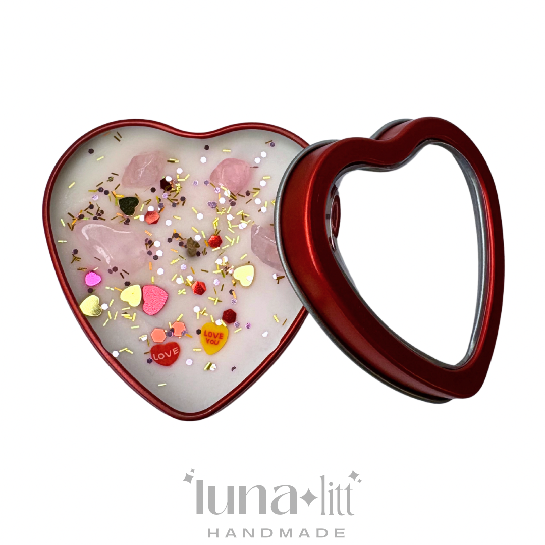 Heart Tin Crystal Intention Candle